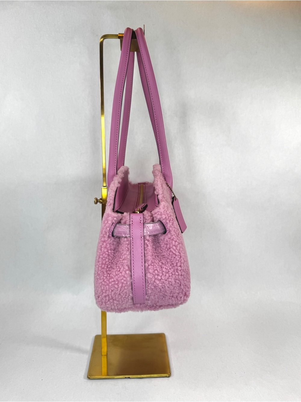 Coach x Brain Dead Pink Teddy Bear Shearling Tote Bag CEO06 Fuchsia NWT Rare - Picture 2 of 12